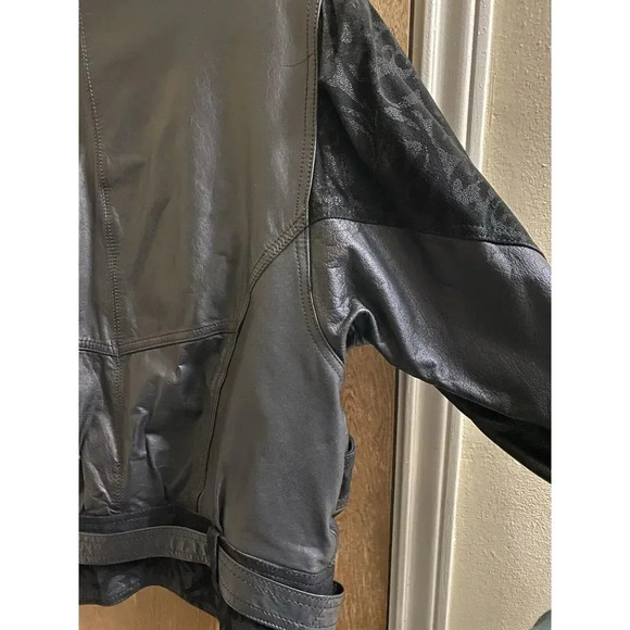 Winlit Women's Vintage Retro 80s 90s Black Leather Suede Jacket Designs Size P - Picture 13 of 16